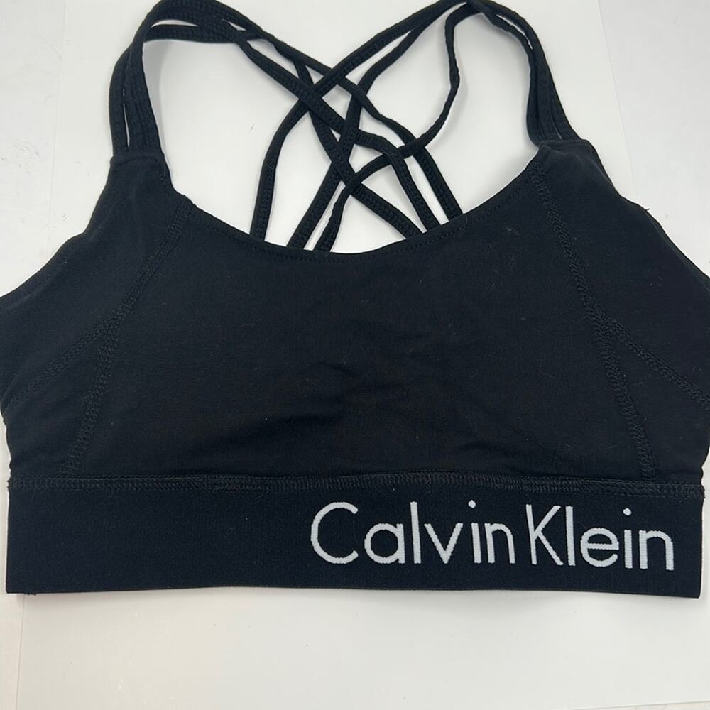 Calvin Klein Women's Black Performance Strappy Back Activewear Sports Bra XS